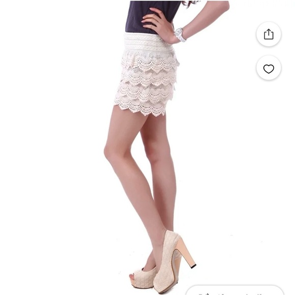 Justify Dresses & Skirts - Justify Cream Lace Mini Skort